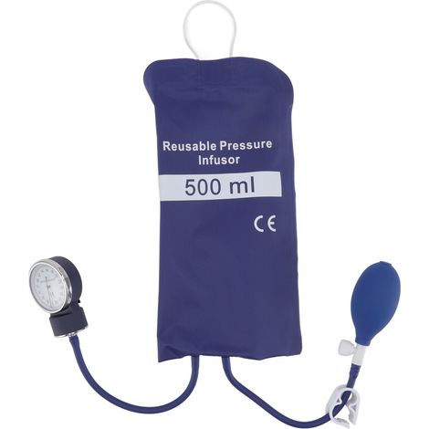 Brassard de perfusion sous pression réutilisable pour transfusion, chirurgie d'urgence, surveillance en soins intensifs, bleu, 500 ml (1/5)