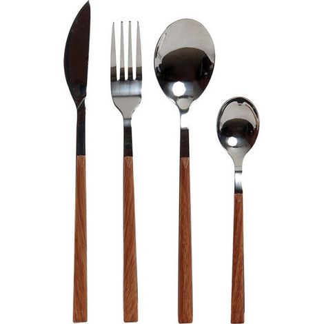 Couverts de Table en Inox et ABS Effet Bois - 16 Pièces (1/4)