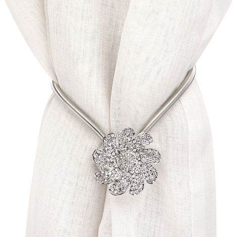 Attrape-rideaux magnétiques forme fleur décor strass en alliage pour rideaux (1/4)