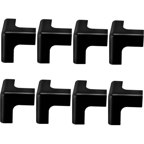 8 protège-coins pour meubles, PVC, noir, forme T, pour tables (1/5)