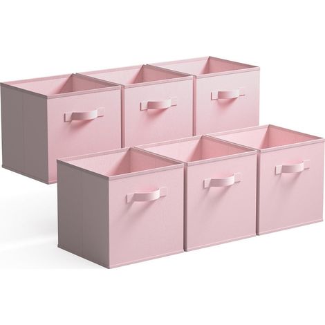 Regalboxen Stoff 6er Kallax Faltboxen Griffe Rosa 26.7 x 26.7 x 28 cm (1/5)