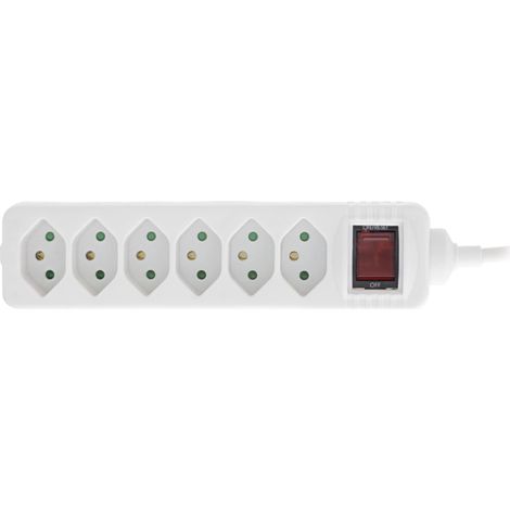 Multiprise Suisse 6 Prises avec Interrupteur, 1,5 m, Blanc (1/4)