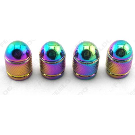 Lot de 4 bouchons de valve colorés en alliage d'aluminium, obus de bouchon de valve de voiture en forme d'ogive, bouchons de valve anti-poussière pour pneus