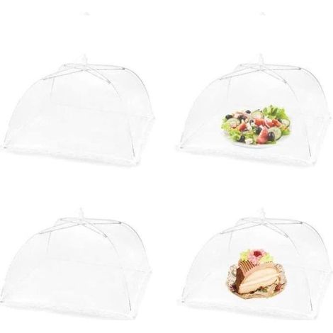 Couvercle de Nourriture en Maille Pop-up,4pcs Cloche Alimentaire Pliable Anti-Mouche en Forme de Dôme,Réutilisable Tente Parapluie (1/4)