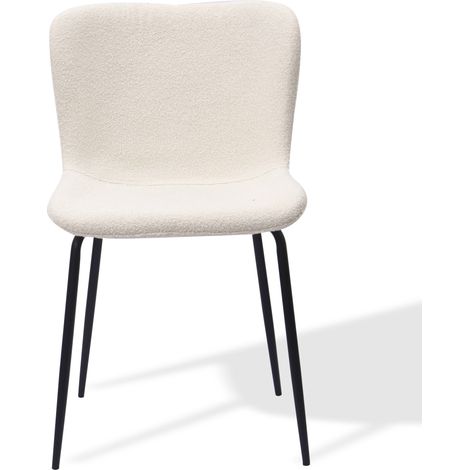 Lot de 2 chaises de salle à manger modernes avec dossier rond haut, revêtement en tissu et pieds en métal (1/5)