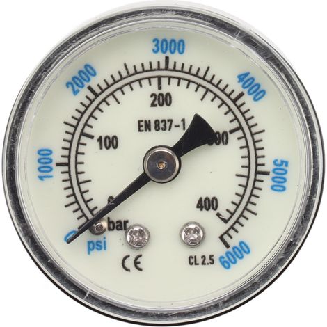 Manomètre de pression de CO2 6000 psi, filetage 1/8 NPT, manomètre d'air à double échelle, indicateur lumineux de dioxyde de carbone (1/5)