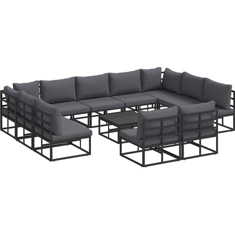 Maison Exclusive - Set Divano da Giardino con cuscino 12 pcs Nero Alluminio
