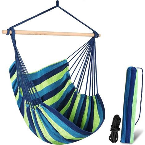 Sièges Suspendus Chaise Hamac Relaxation Chaise Suspendue en Coton et Polyester à Confort supérieur et durabilité intérieur/extérieur Chambres Patio Pont de Bateau Cour Mobilier de Jardin (1/5)
