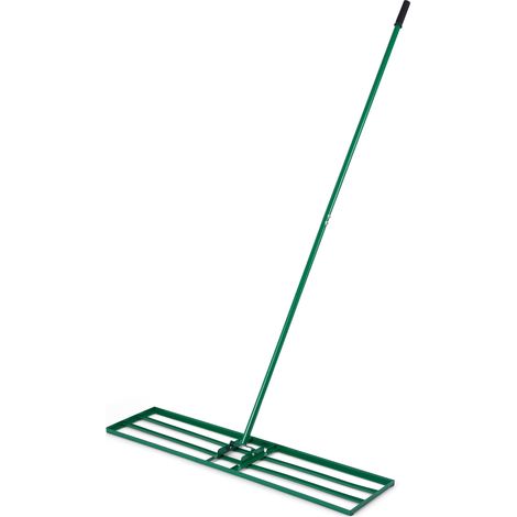 COSTWAY 106x25cm Lawn Leveling Rake with Adjustable 177cm Handle Green (1/5)