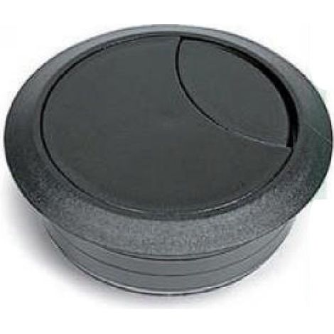 Bocchette passacavi 2 pz coppia plastica nera 60mm per scrivania e tavoli tappo (1/3)