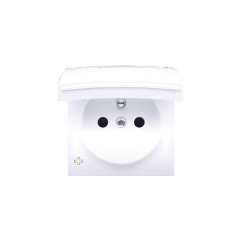 Tapa para enchufe versión IP44 con obturadores, blanca antibacteriana.