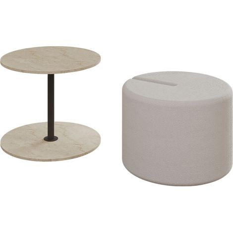 Beistelltisch mit Hocker aus Holz "Vexana" - 43 x 43 x 47 cm - Travertin