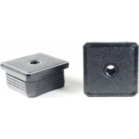 Ajile - Embout plastique carré pour tube 50 x 50 mm avec trou fileté diam. 10 mm (M10)