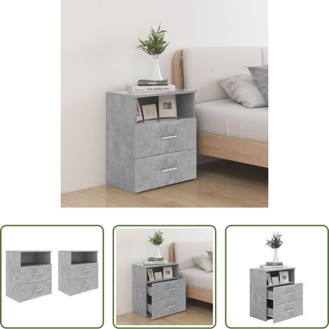 vidaXL Étagère - Tables de chevet 2 pcs Gris béton 50x32x60 cm (1/5)