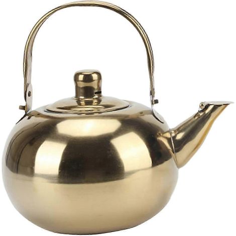 Teekanne mit Filter, Edelstahl-Teekessel, Kochtopf, Küchenutensil mit hitzebeständigem Griff, Campingauslauf mit Deckel, Wasserkocher-1.4L