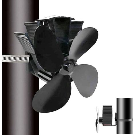 Ventilateur Poele à Bois avec Magnétiques, 4 Pales Ventilateur Cheminee, fixe sur tuyau Ventilateur Silencieux pour Poêle à Bois/Cheminée/Gaz/Bûches/Poele a Granule (1/5)