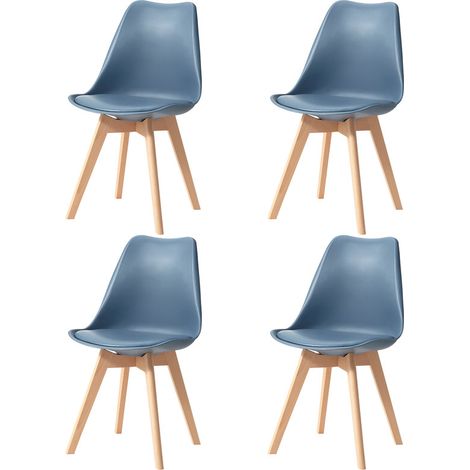 Wokaka Set di 4 Sedie - Stile Scandinavo - Sedie da Pranzo - Gambe in Legno