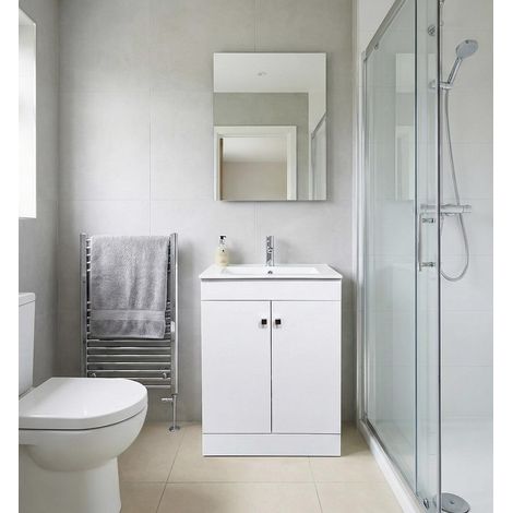 Meuble Salle de Bain 60cm à poseravec vasque pour salle de bain, design moderne, installation facile (1/5)
