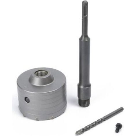 Scie cloche à béton 75 mm – Tige SDS Plus 220 mm – Alliage tungstène-cobalt – Pour perçage ciment, brique, pierre, béton autonivelant (1/5)