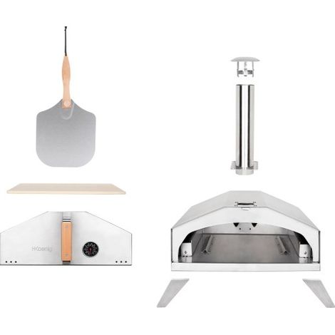 Hkoenig – Four à pizza à gaz 450°C – Acier inoxydable – Pierre en cordiérite – Surface de cuisson 30,5 x 30,5 cm – Thermomètre intégré (1/5)