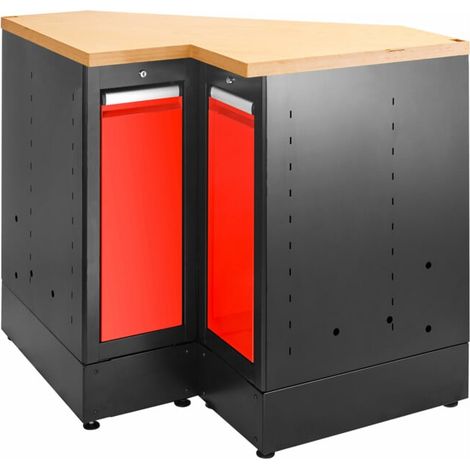 Facom Meuble d’angle bas JLS3 avec plateau bois rouge