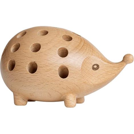 Dekorativer Stiftehalter aus Holz in Igelform fürs Büro – Kreativer Tischorganizer – Niedliches Geschenk und Holzornament für Zuhause