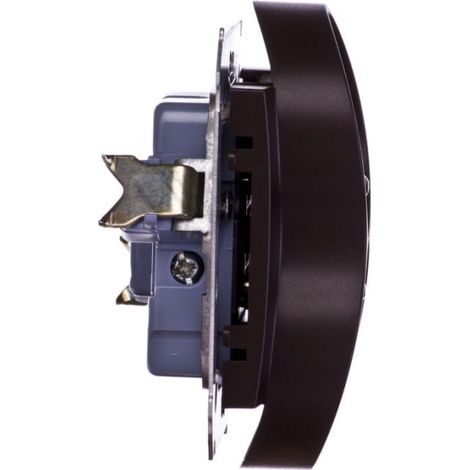 Simon 54 Presa doppia con/senza 16A IP20 con otturatore a binario, marrone opaco DGZ2MZ.01/46