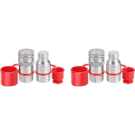1/2 Pouces NPT Coupleur Hydraulique Skid Steer Face Plate Raccords Rapides avec 4 Pièces Bouchon Anti-Poussière (1/5)