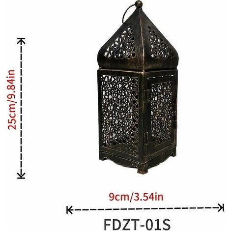 Lanterne lumineuse vintage en métal, décoration de table, sans bougie ZTFD-48S (1/5)