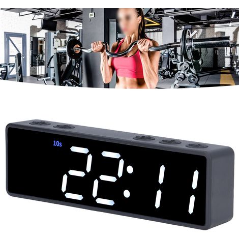 Minuteur d'entraînement fractionné Q20 Mini Gym, minuteur d'exercice multifonctionnel pour intérieur, cadre noir + écran vert et blanc (1/5)