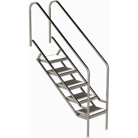 Eichenwald Pooltreppe Modell 08.1 Miami Beckentiefe 1399mm Ausladung 1338mm 5 Edelstahl Waffelblech-Stufen