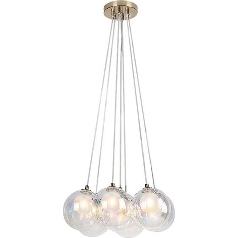 Suspension ROSEHIP G9 7x MAX 25W métal champagne, verre multicolore H: 150cm Ø45cm dimmable (1/5)