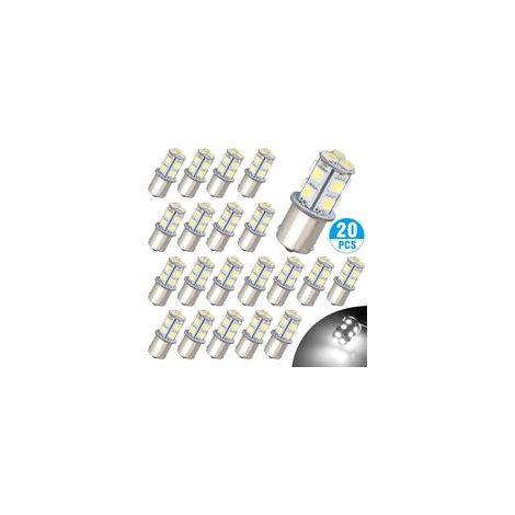 20 lampadine LED bianche BA15S 1156 – P21W S25 5050 13SMD – 12V per retromarcia e illuminazione interna auto – Crezuo