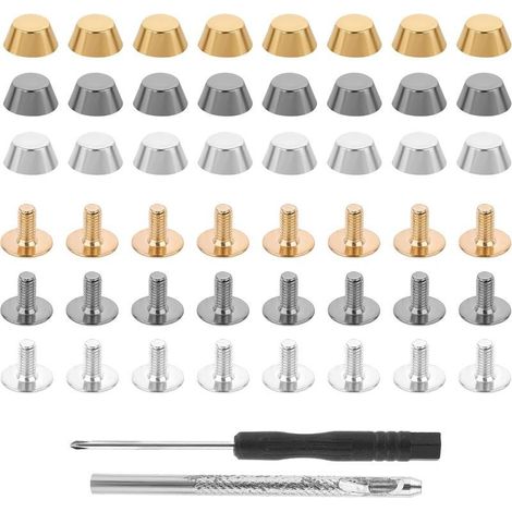 Lot de 26 pieds de sac à main, clous en laiton à tête plate, rivets métalliques, pour la confection de sacs à main en cuir. (1/5)