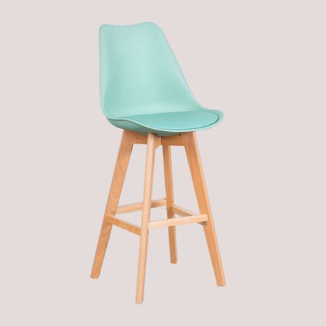 Pack de 4 tabourets hauts 75 cm avec coussin en similicuir Nordic SKLUM Vert Jade