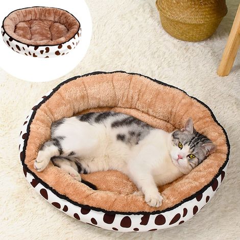 Lit Pour Animaux - Tapis Ovalaire En Molleton Double Face - Rembourrage En Coton P.P - Pour Chats Et Chiens - 40 X 30 Cm (1/5)