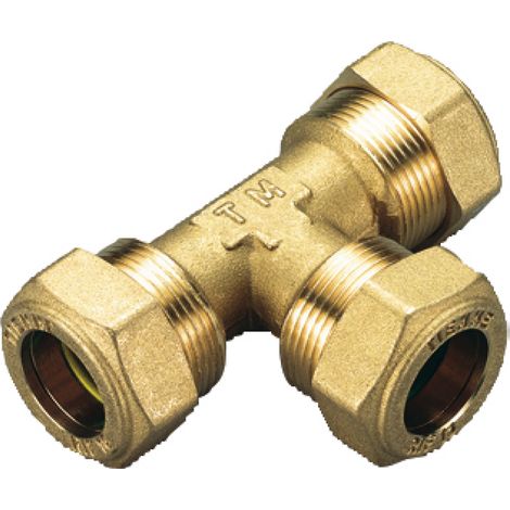 RACCORDO A T INTERMEDIO PER GAS CON TENUTA O-RING PER TUBO RAME SERIE 1350 - ø14 - TIM
