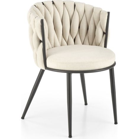 Chaise design en tissu beige avec structure en métal noir Closer (1/5)