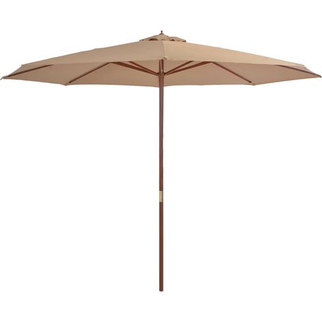 Parasol avec mât en bois 350cm Taupe (1/4)