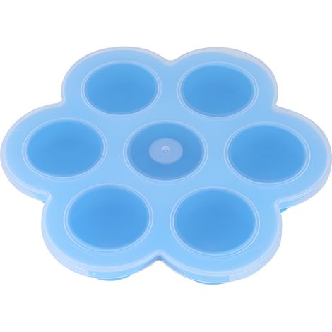 Wiederverwendbare Silikon-Eierform, 7 Mulden, mit Deckel, zum Einfrieren und Aufbewahren von Babynahrung, blau (1/5)
