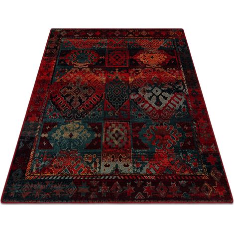 Wollteppich OMEGA AVAR Quadrat Rahmen, Diamanten, orientalisch - rubin red 170x170 cm