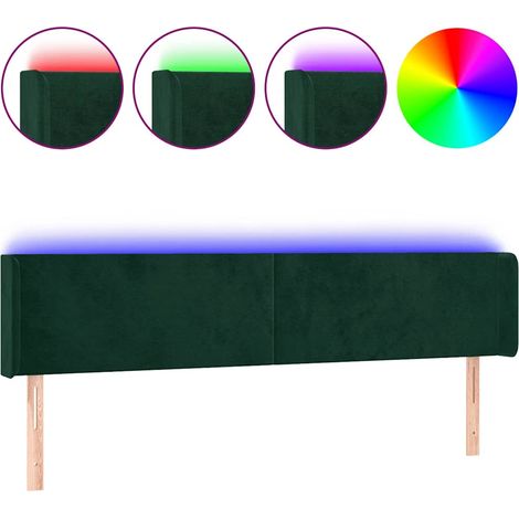 Maison Exclusive - Testiera a LED Verde Scuro 203x16x78/88 cm in Velluto (1/5)