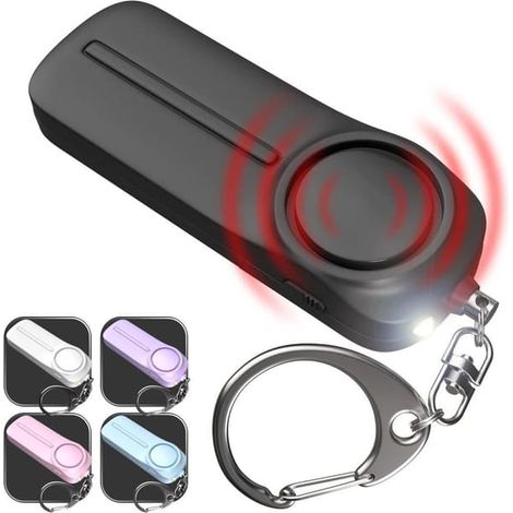 alarme de sécurité personnelle et d'autodéfense 130 dB avec lumière LED pour femmes et enfants, noire - alarme anti-agression (1/5)