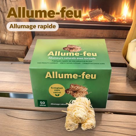 Allume-feu rouleaux de bois et cire pour barbecue camping braise 50 pièces/boîte 600 g – Livraison gratuite (1/5)