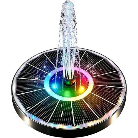 Pompe De Fontaine Solaire,Flottante Circulaire avec 6 Buses et Lumières Colorées,Fontaine Solaire Flottante pour Bain d'oiseaux - pour Bain d'oiseaux Jardin Extérieur Piscine Terrasse Étang Aquarium (1/5)