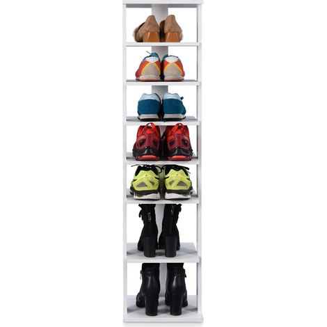Costway – Meuble à chaussures 7 niveaux en MDF – Rangement moderne pour entrée 26,5 x 27,5 x 110 cm – Idéal pour baskets et talons (1/5)
