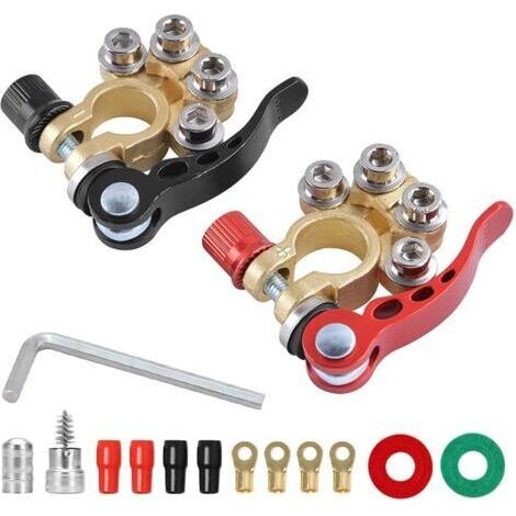 Conector de terminal de batería de automóvil, 2 terminales de batería de automóvil de desconexión rápida de 4 vías para terminales SAE/JIS Tipo A, compatible con automóviles, furgonetas, camiones, etc (1/5)