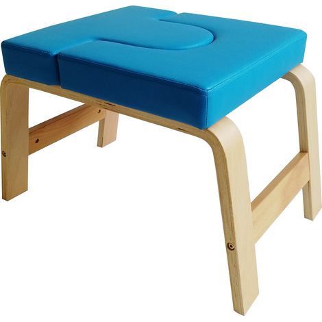 Tabouret en bois massif pour équilibre, entraînement de yoga, chaise de fitness portable, support de poirier, bleu (1/5)