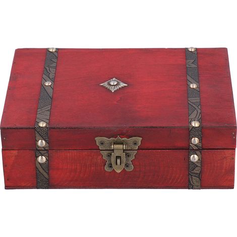 Antike Schmuckschatulle aus Holz, ideal als Aufbewahrungsbox für Fotorequisiten und Schreibtisch, mit Schloss (1/5)
