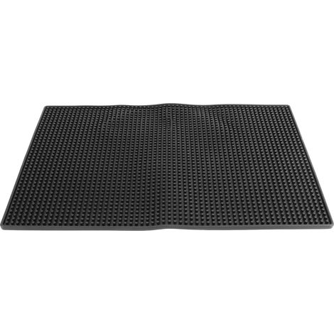 Tapis isolant de cuisine en caoutchouc antidérapant multifonctionnel carré, tapis de drainage, accessoires de cuisine noir (1/5)